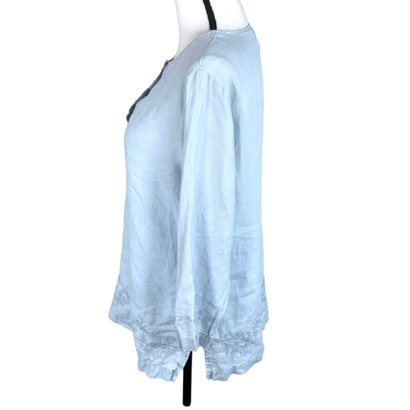 J Jill Light Blue Linen Embroidery Tunic - Picture 3 of 7